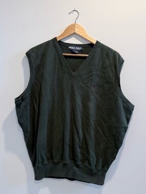 Polo Golf V-Neck Sleeveless Sweater Vest - Dark Green